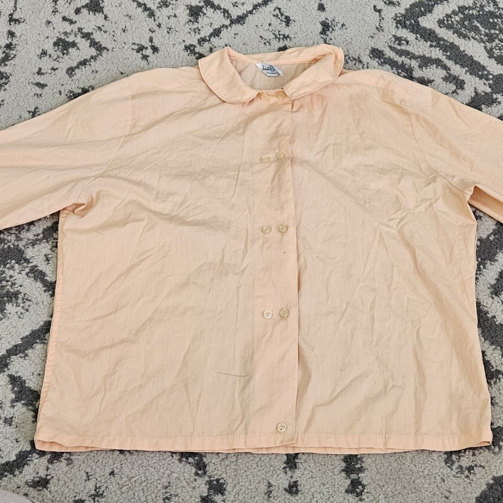 Vintage 1950s 1960s Peach Smart Lady Label Buttom Up Size Large